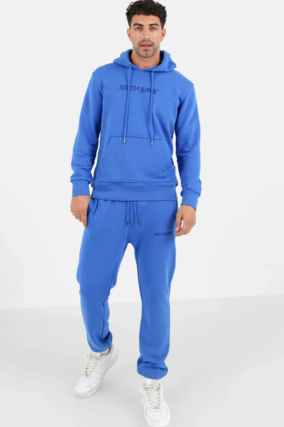 Jogging + Sweat Capuche Logo Gomme Bleu Fonce