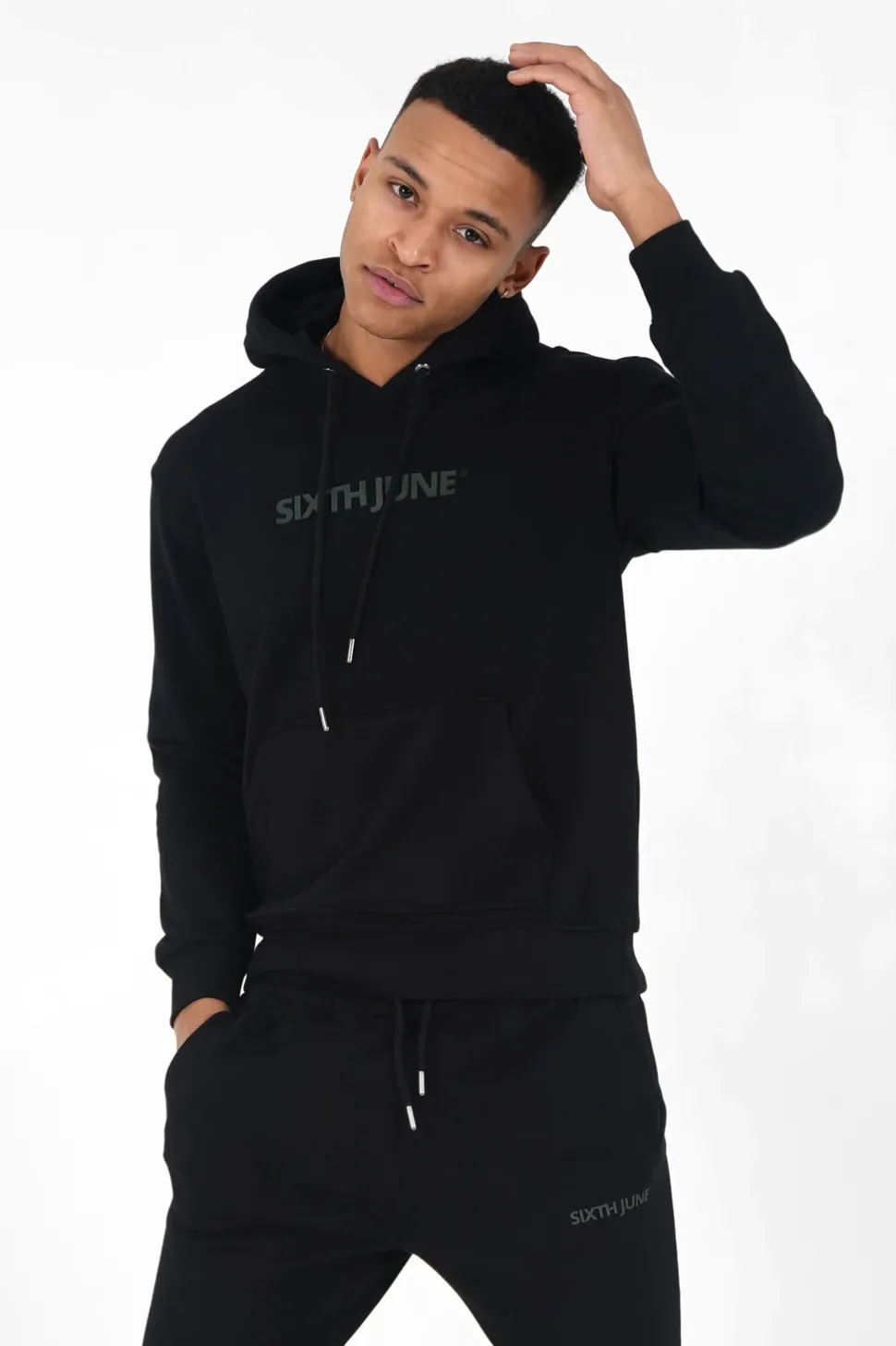 Jogging + Sweat Capuche Logo Gomme Noir