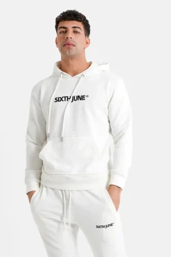 Jogging + Sweat Capuche Logo Brode Blanc