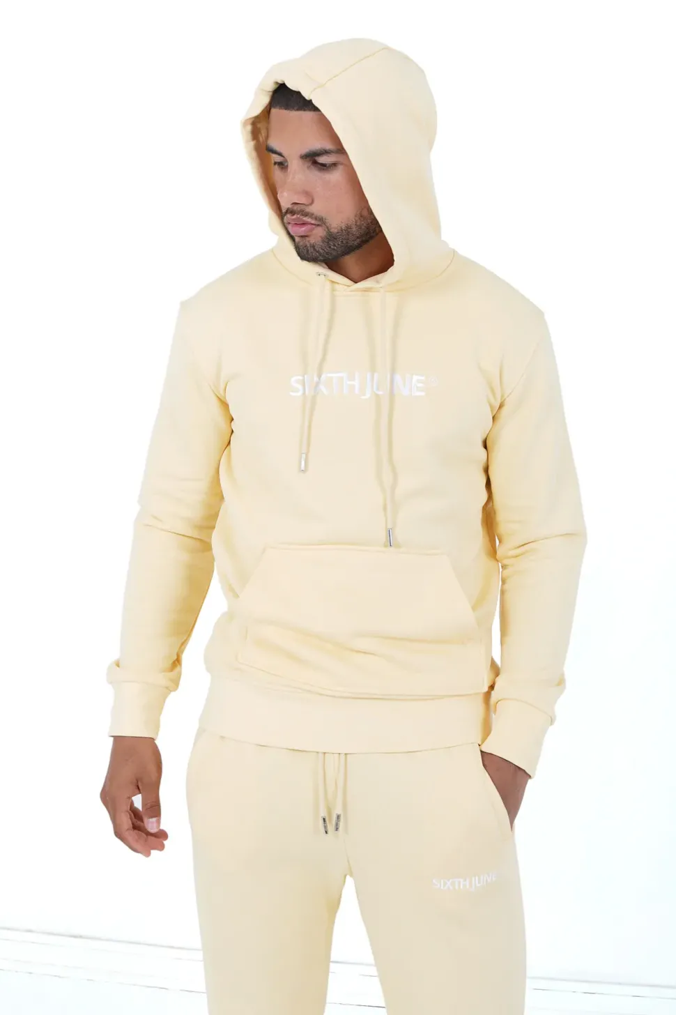 Jogging + Sweat Capuche Logo Brode Jaune