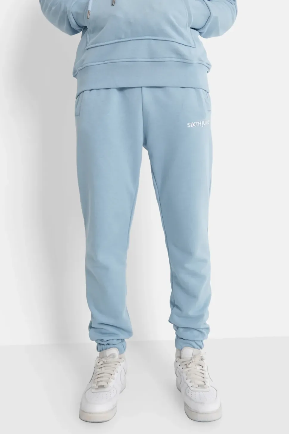 Jogging + Sweat Capuche Logo Brode Bleu Clair