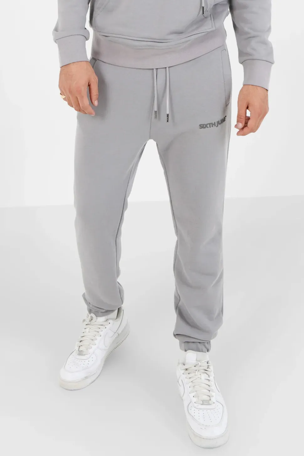 Jogging + Sweat Capuche Logo Gomme Gris Fonce