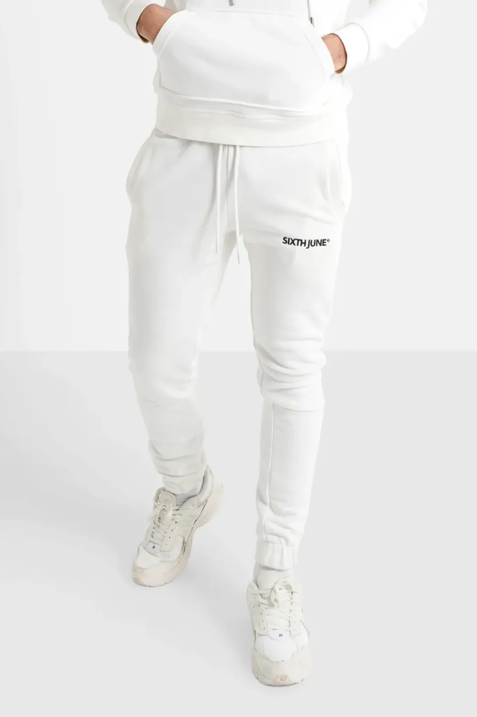 Jogging + Sweat Capuche Logo Brode Blanc