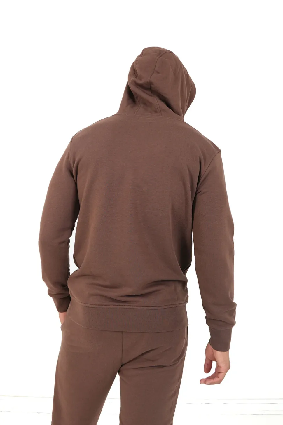 Jogging + Sweat Capuche Logo Brode Marron