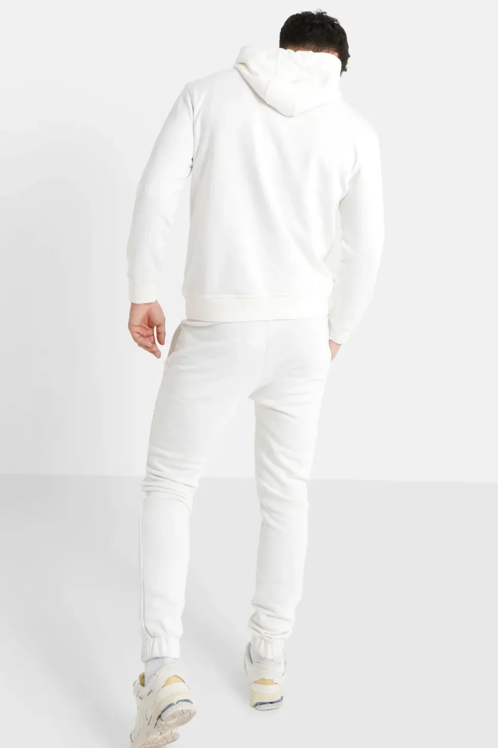 Jogging + Sweat Capuche Logo Brode Blanc