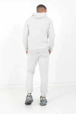 Jogging + Sweat Capuche Logo Brode Gris Clair