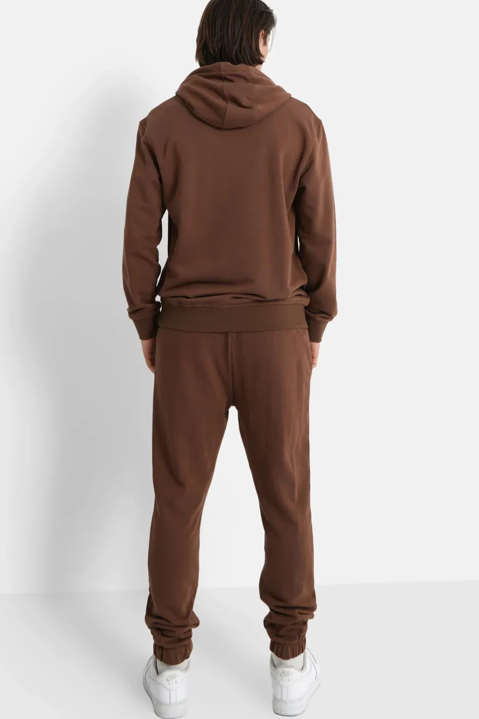 Jogging + Sweat Capuche Logo Brode Marron