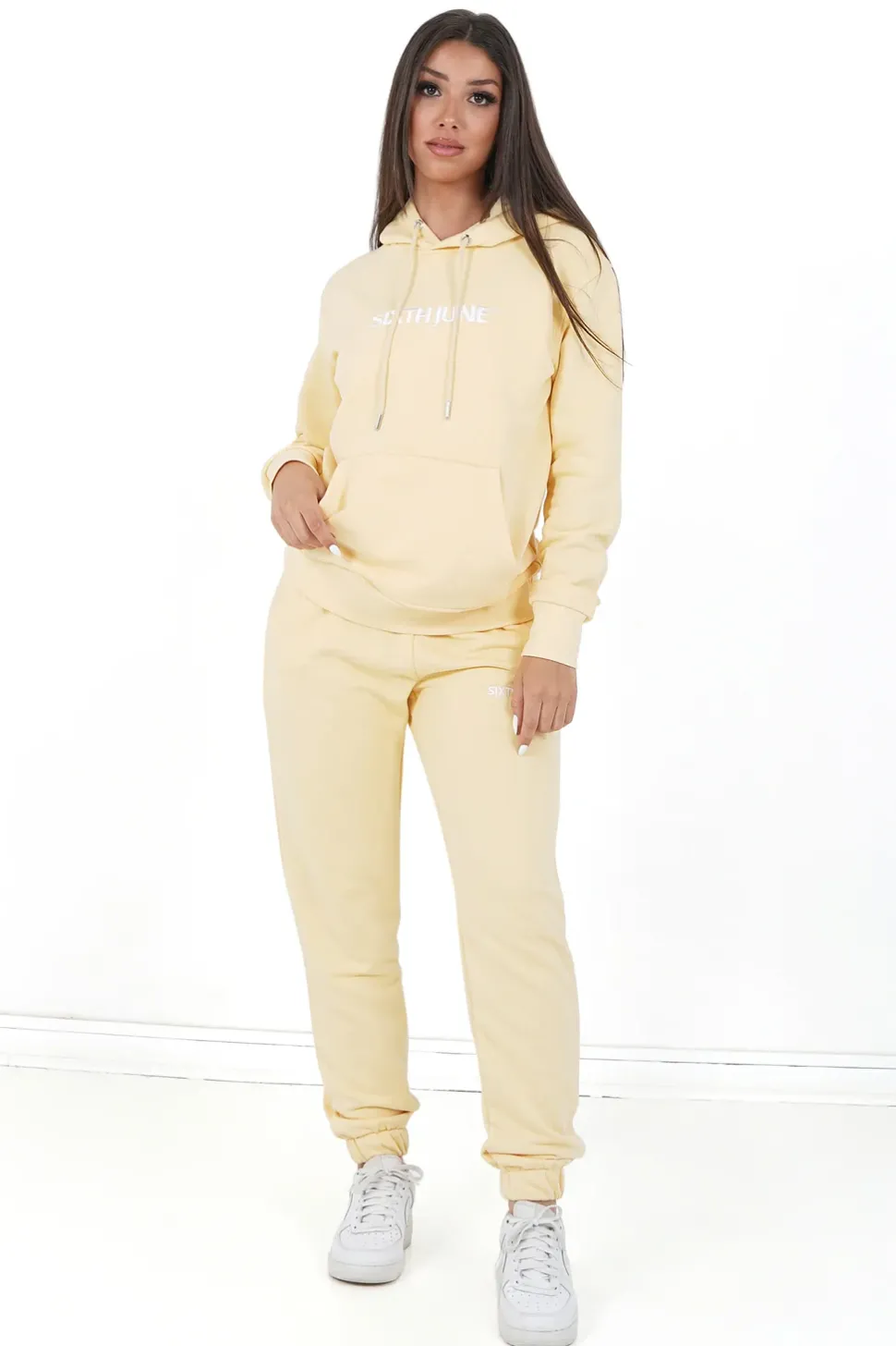 Jogging + Sweat Capuche Logo Brode Jaune