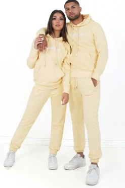 Jogging + Sweat Capuche Logo Brode Jaune