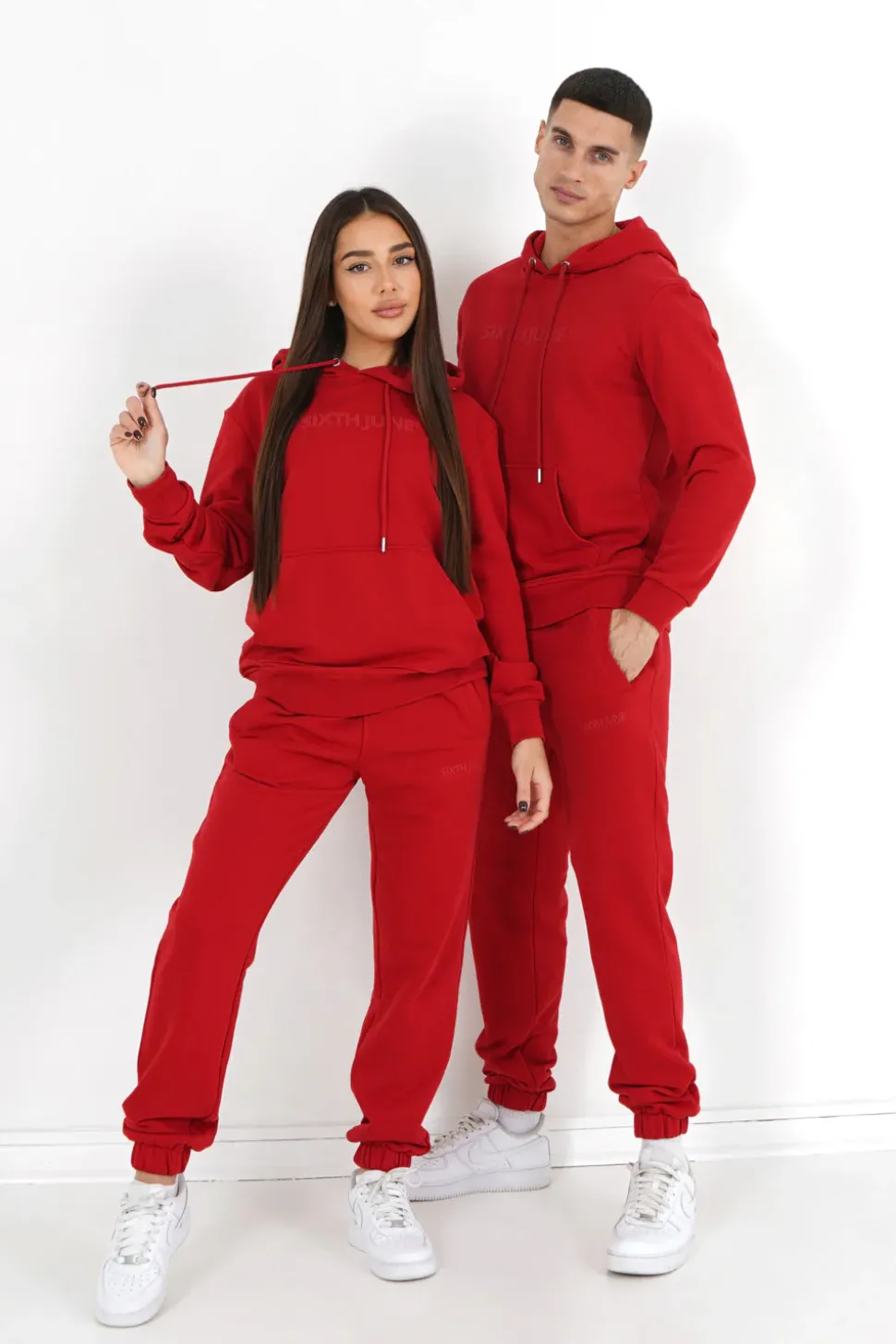 Jogging + Sweat Capuche Logo Gomme Rouge