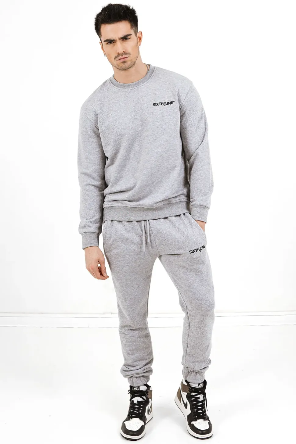 Jogging + Sweat Logo Brode Gris