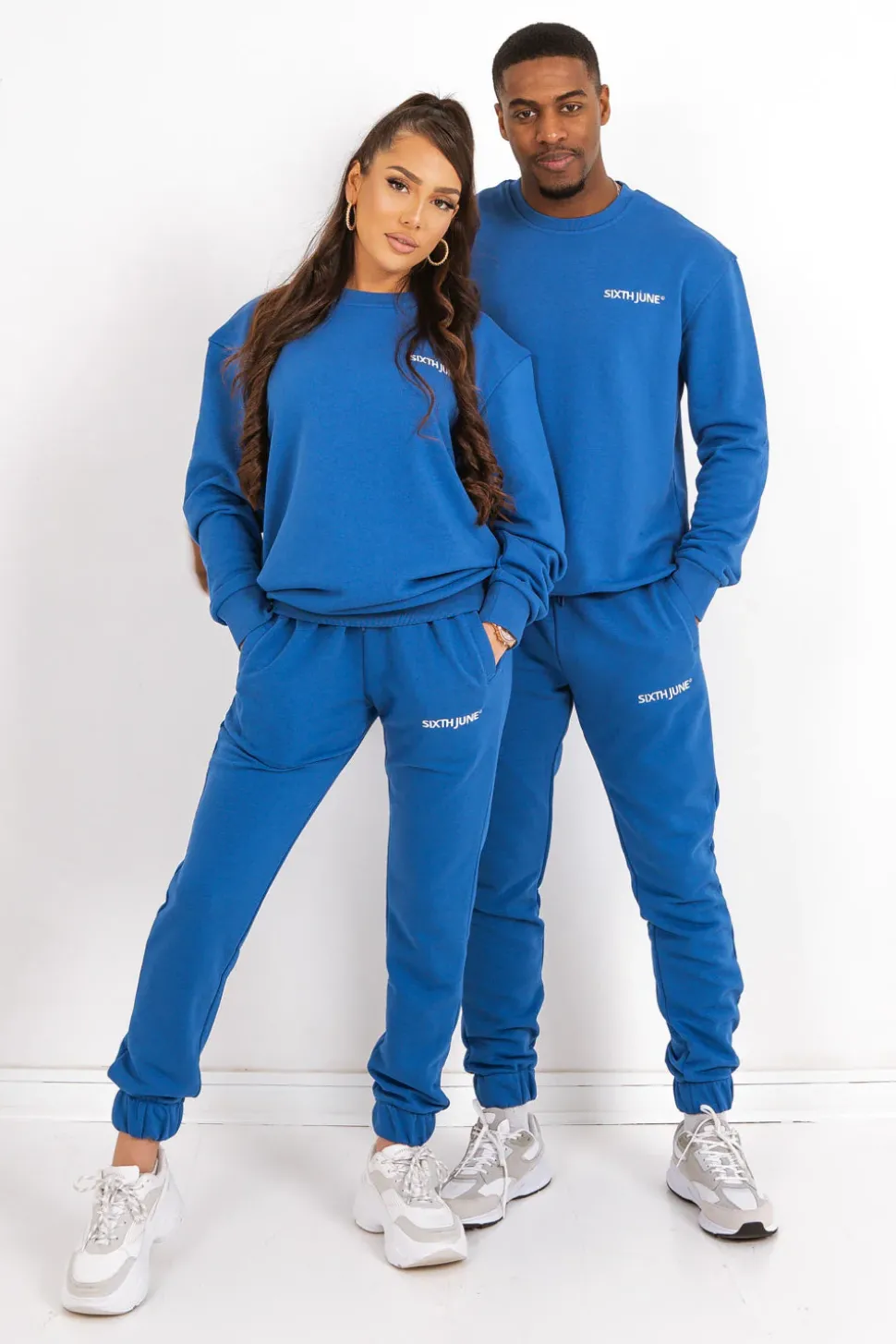 Jogging + Sweat Logo Brode Bleu Fonce