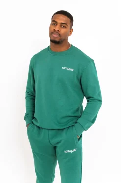 Jogging + Sweat Logo Brode Vert Fonce