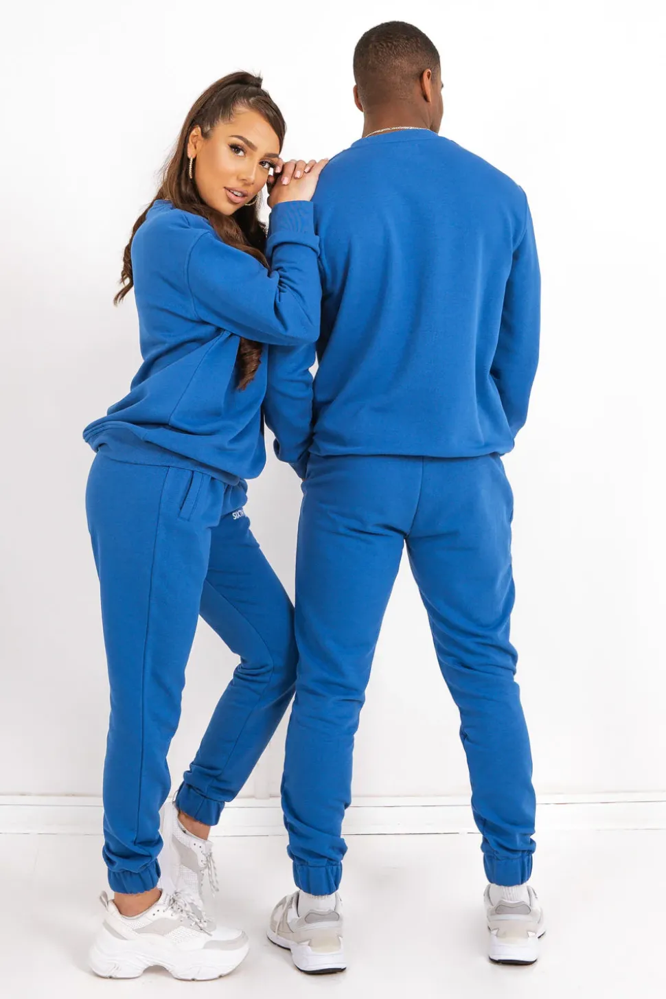 Jogging + Sweat Logo Brode Bleu Fonce