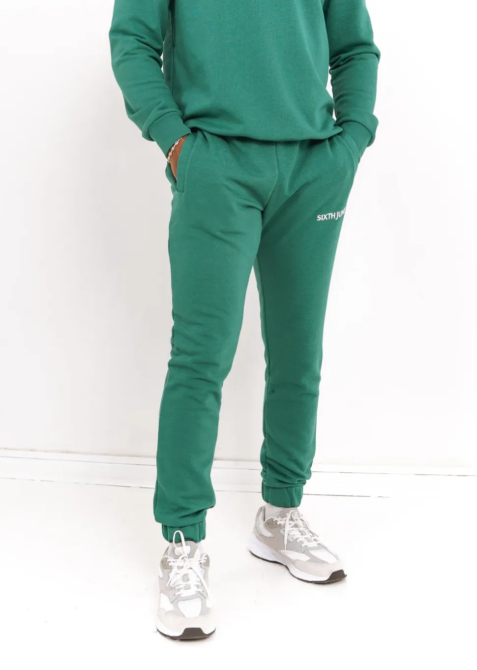 Jogging + Sweat Logo Brode Vert Fonce