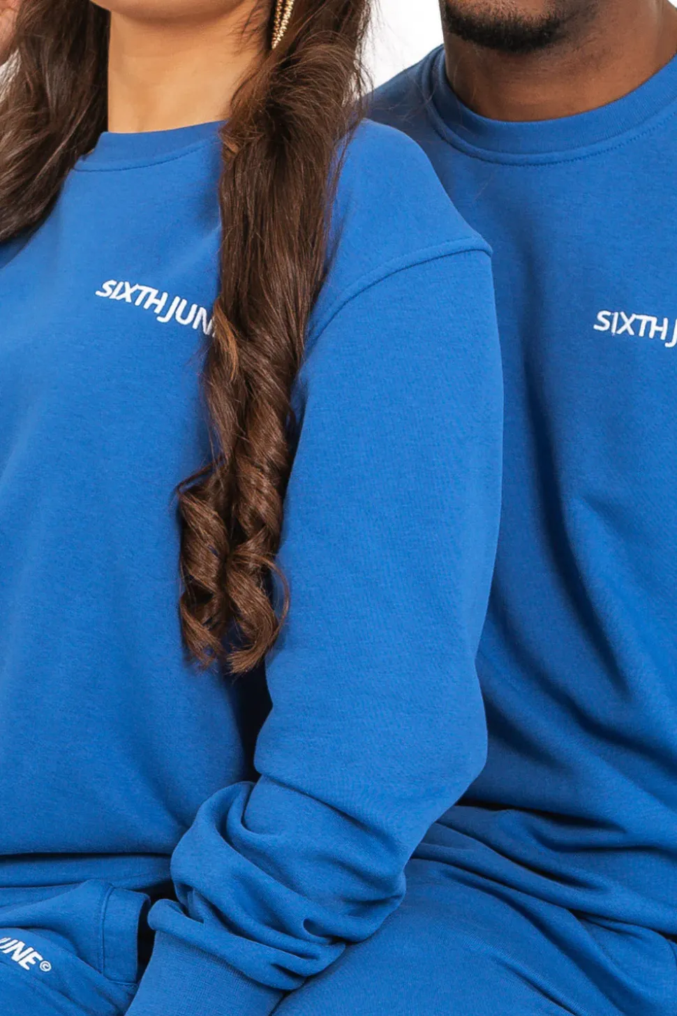 Jogging + Sweat Logo Brode Bleu Fonce