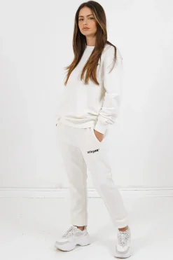 Jogging + Sweat Logo Brode Blanc