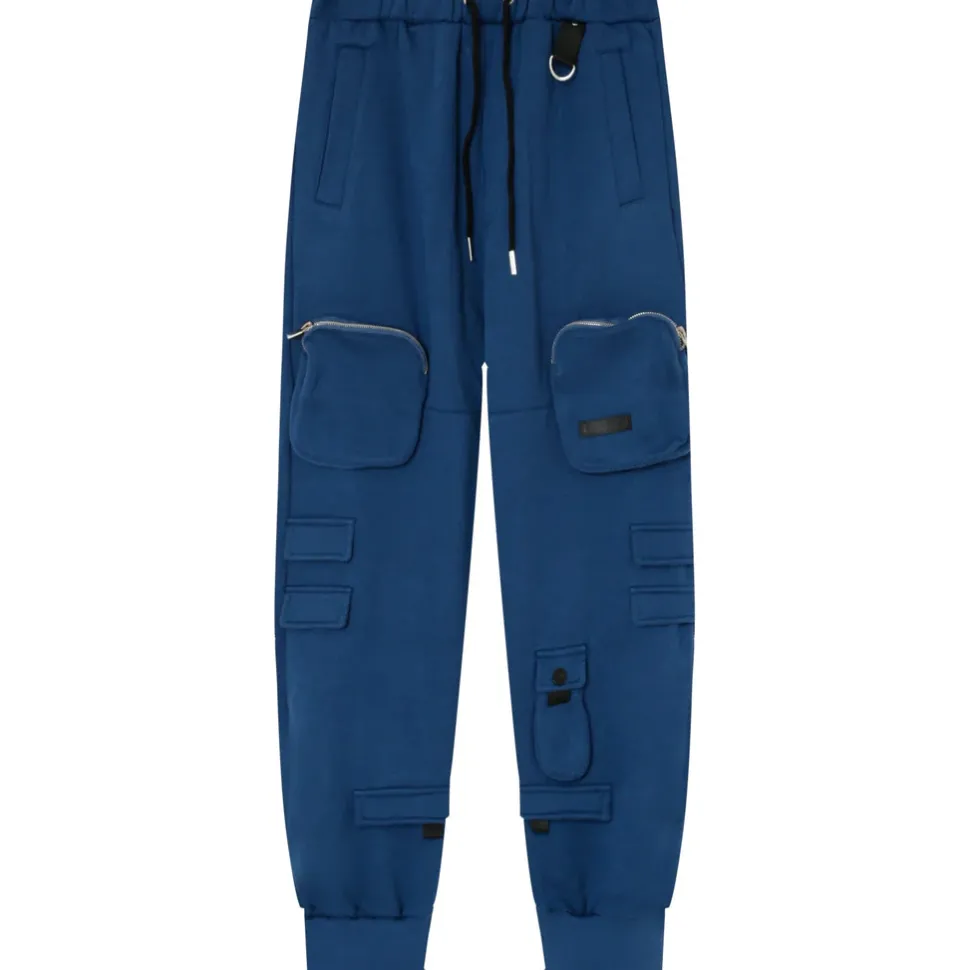 Jogging Cargo Poches Zip Bleu Fonce