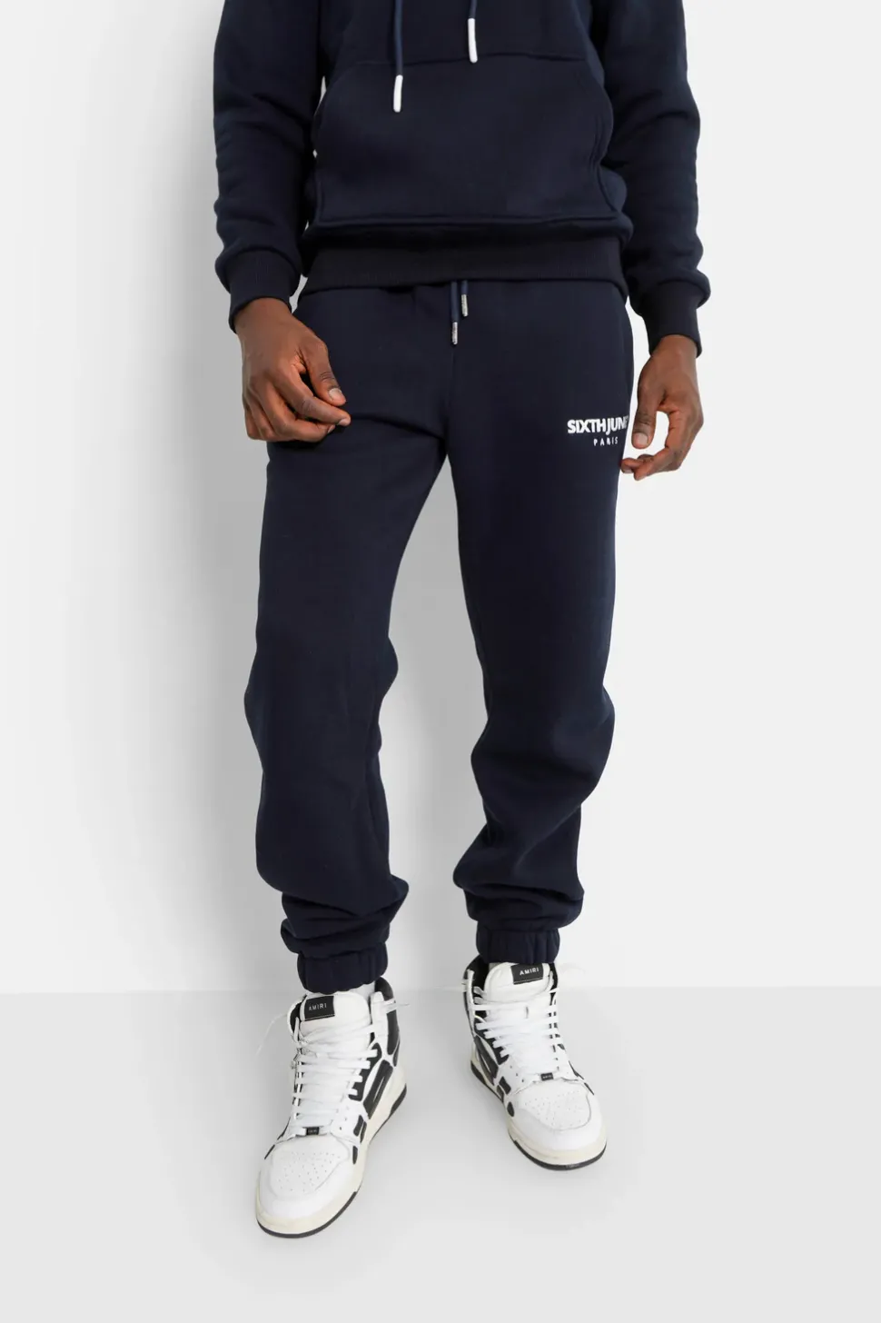 Jogging Molletonne Logo Brode Bleu Fonce