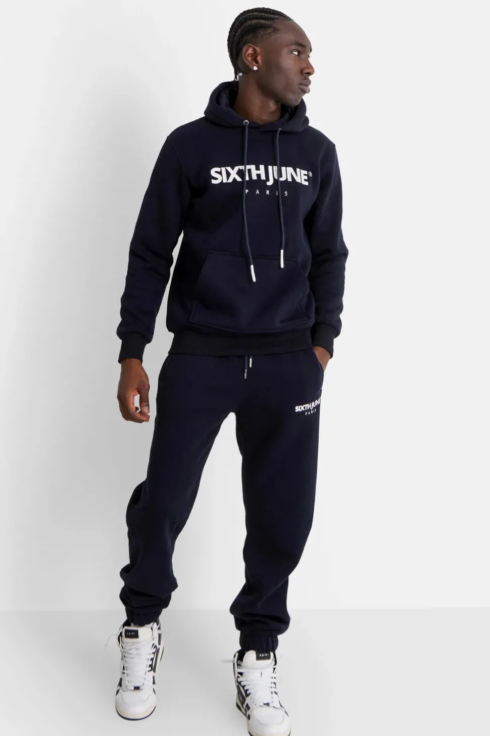 Jogging Molletonne Logo Brode Bleu Fonce