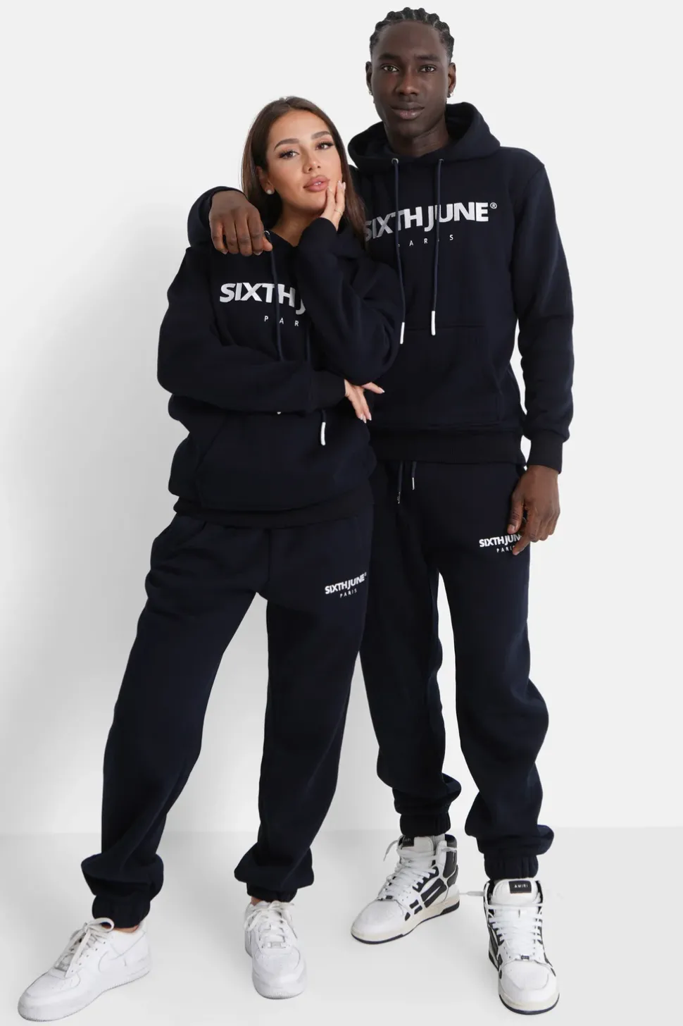 Jogging Molletonne Logo Brode Bleu Fonce