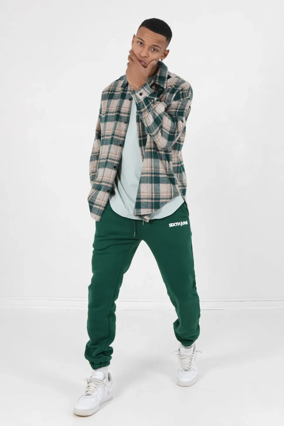Jogging Molletonne Logo Vert Fonce