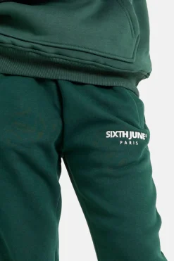 Jogging Molletonnee Logo Brode Vert Fonce