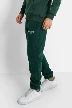 Jogging Molletonnee Logo Brode Vert Fonce