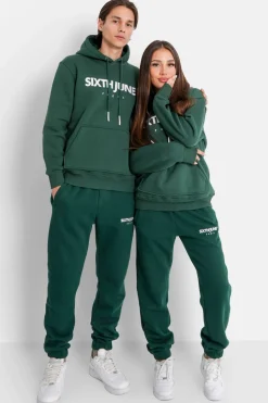 Jogging Molletonnee Logo Brode Vert Fonce