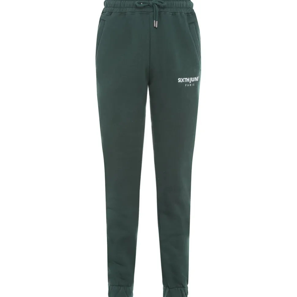 Jogging Molletonnee Logo Brode Vert Fonce