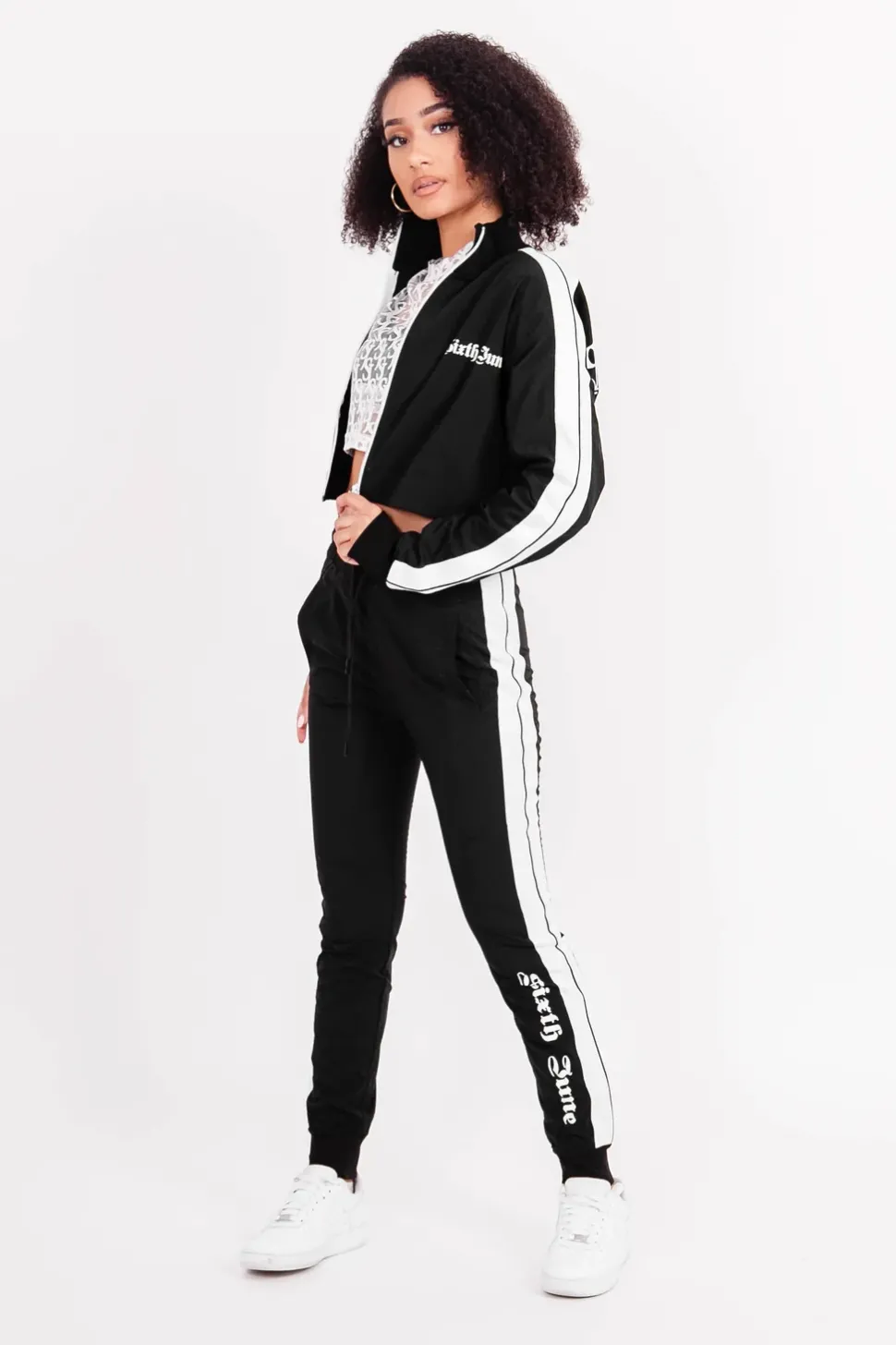 Jogging Nylon Bandes Gothique Noir