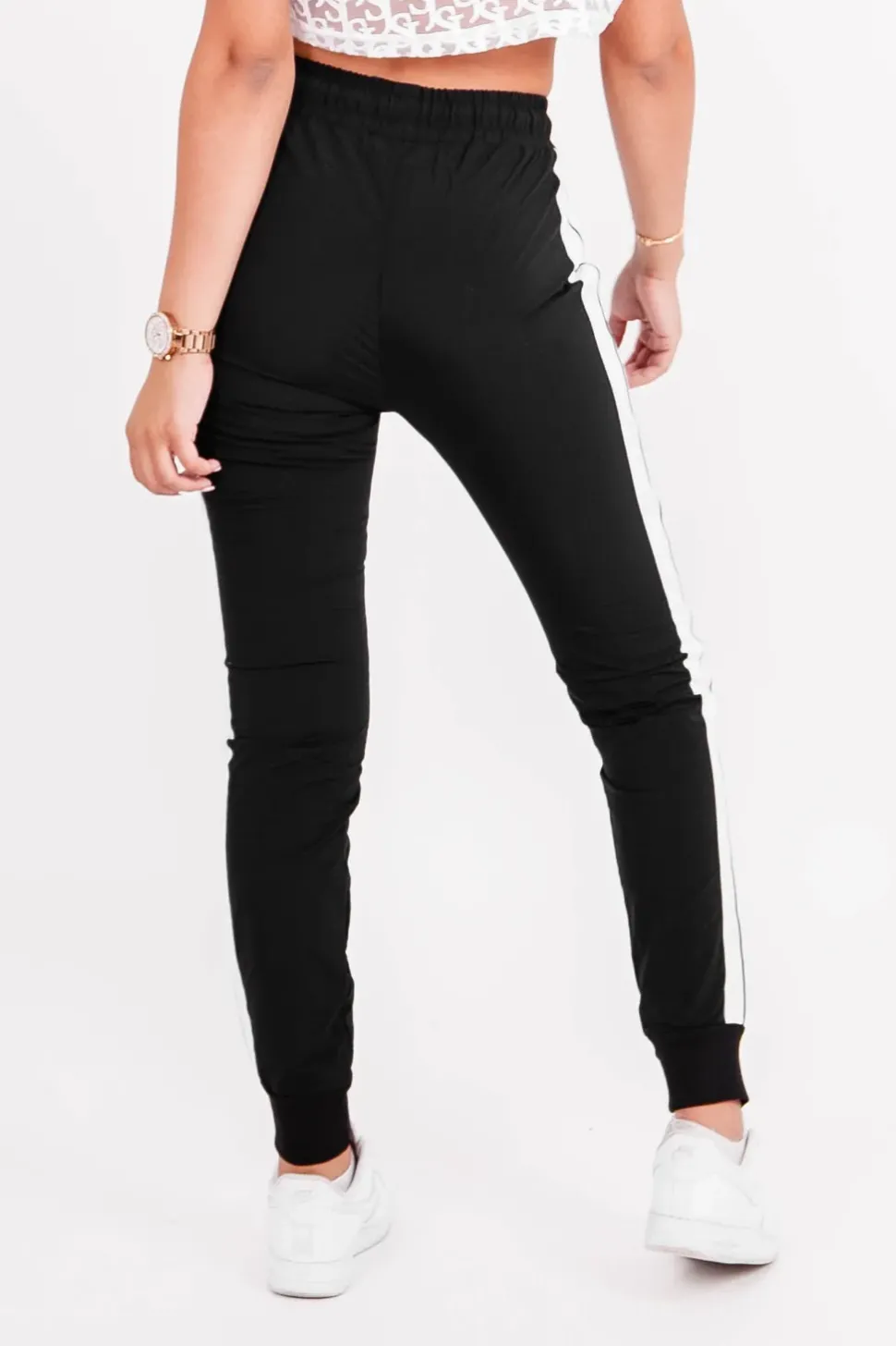 Jogging Nylon Bandes Gothique Noir