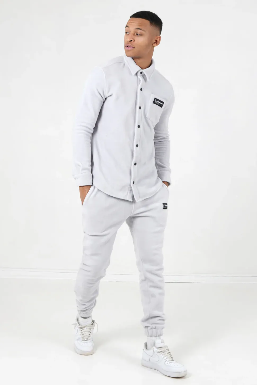 Jogging Polaire Logo Gris Clair