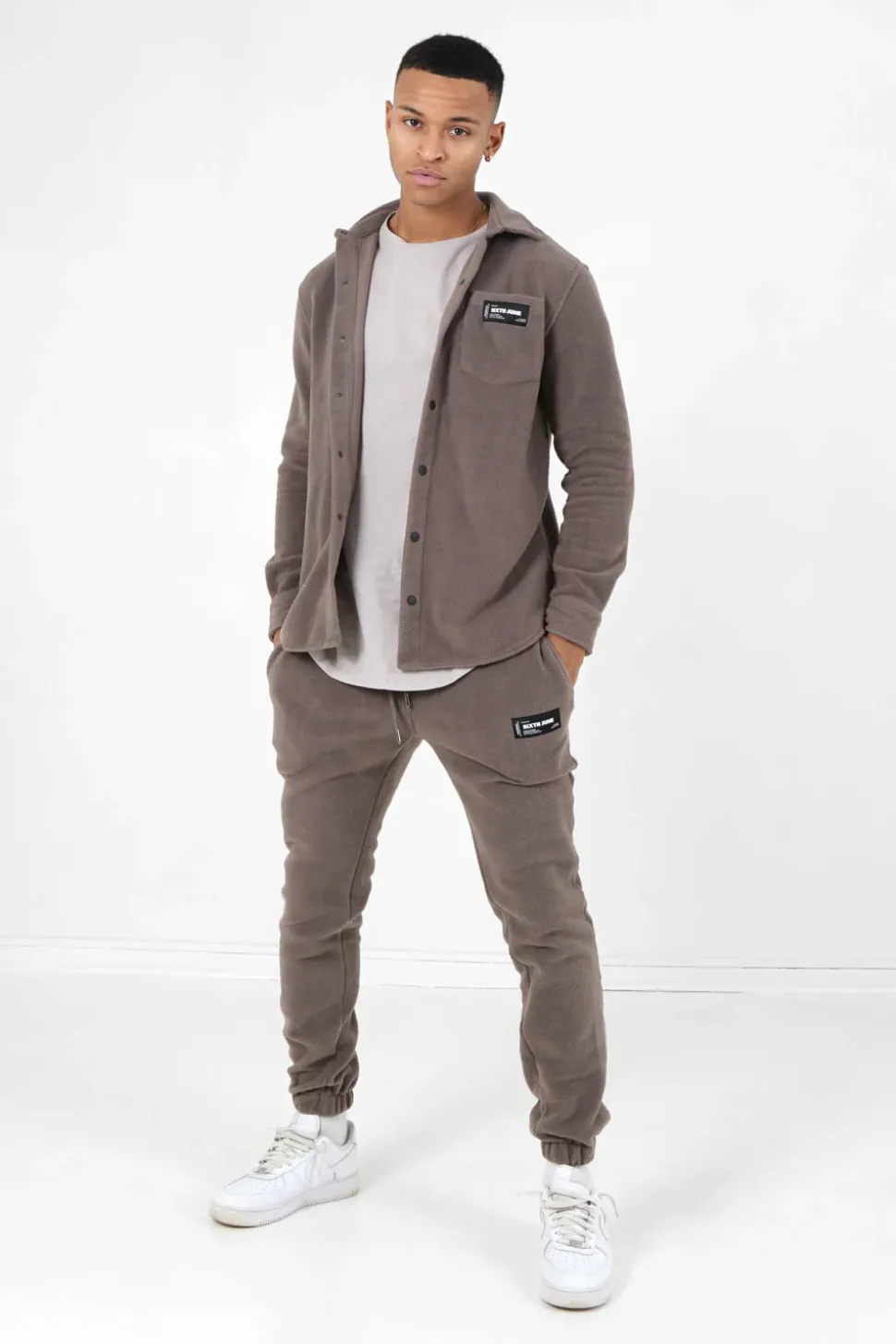 Jogging Polaire Logo Marron Clair