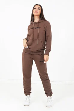 Jogging Soft Logo Brode Marron Fonce