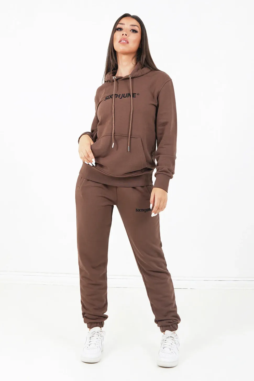 Jogging Soft Logo Brode Marron Fonce