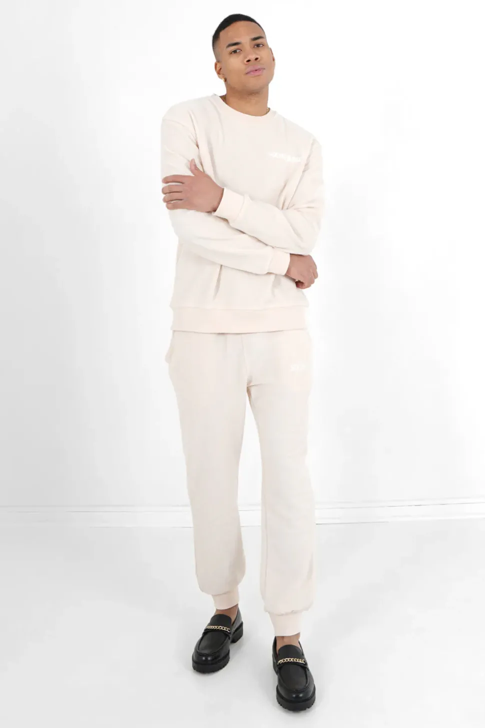Jogging Tissu Bouclette Blanc Casse