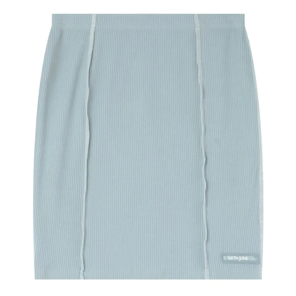Jupe Courte Couture Surfilee Bleu Clair