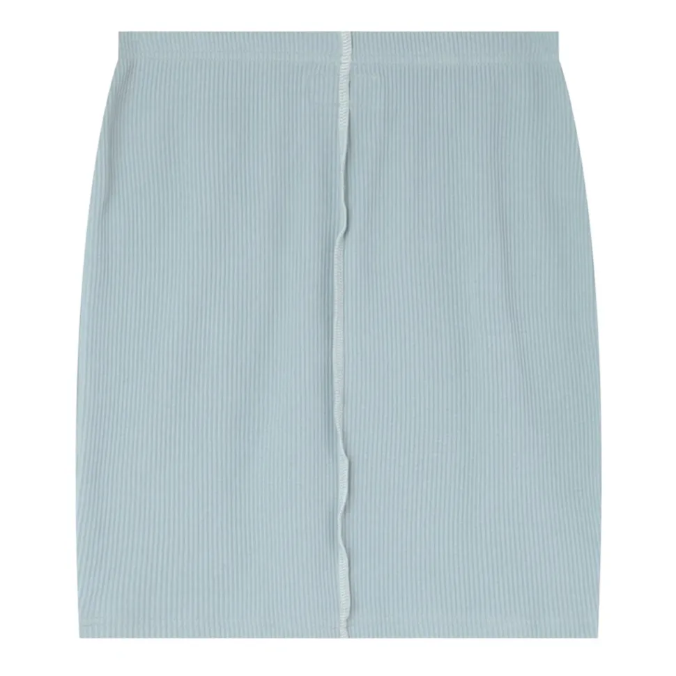 Jupe Courte Couture Surfilee Bleu Clair