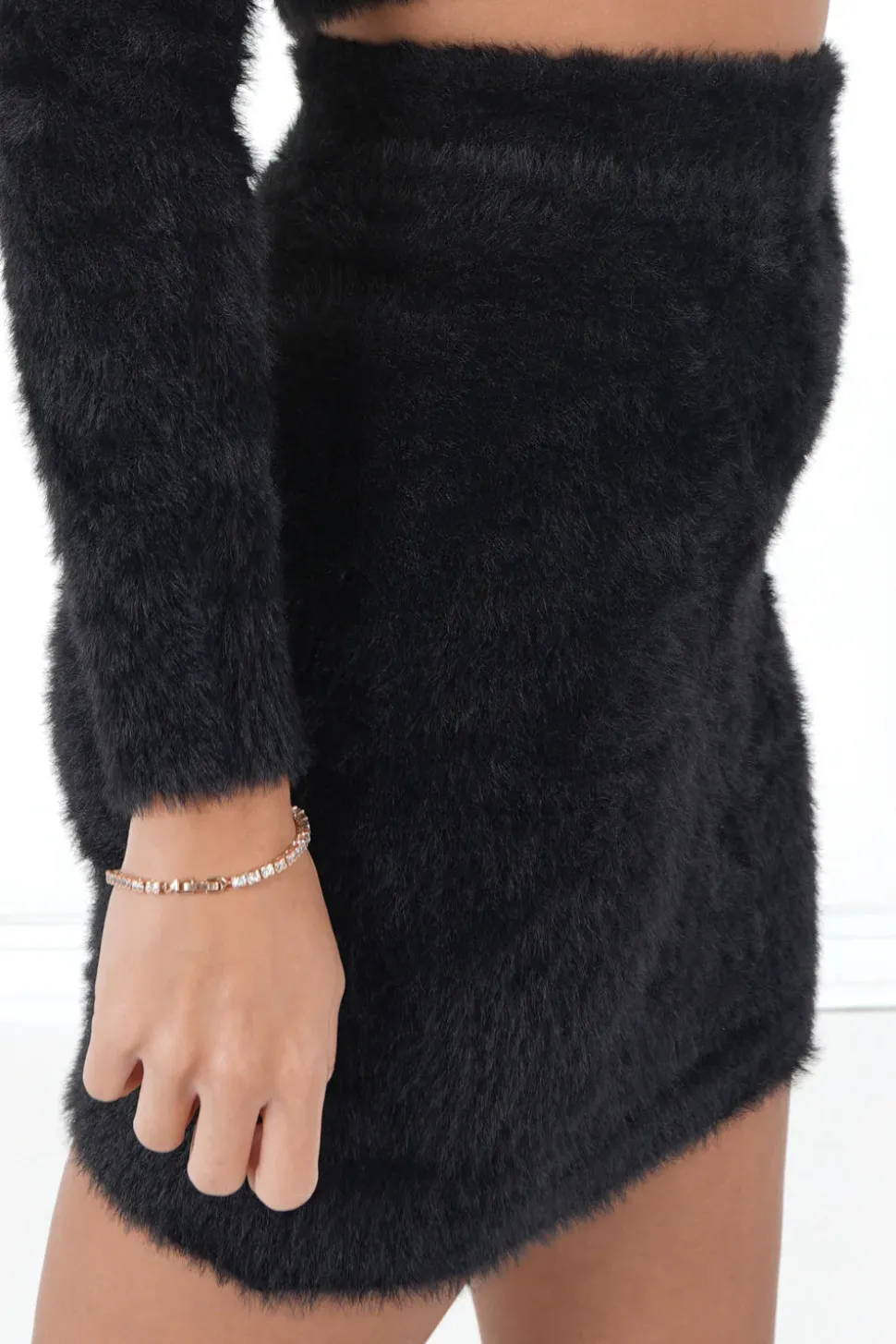 Jupe Duveteuse Courte Noir