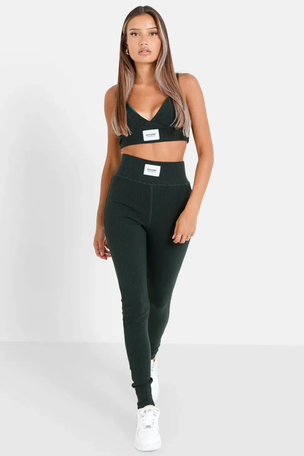 Legging Cotele Satine Vert Fonce