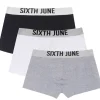 Lot 3 Boxers Uni Texte Noir + Blanc + Gris