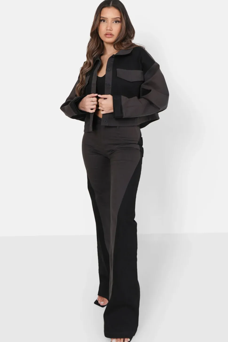 Pantalon Bicolore Sexy Flare Noir