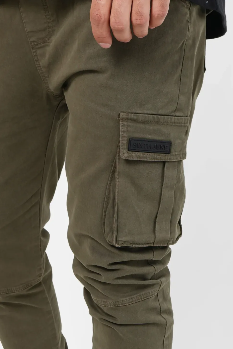 Pantalon Cargo Ajuste Epais Vert Kaki