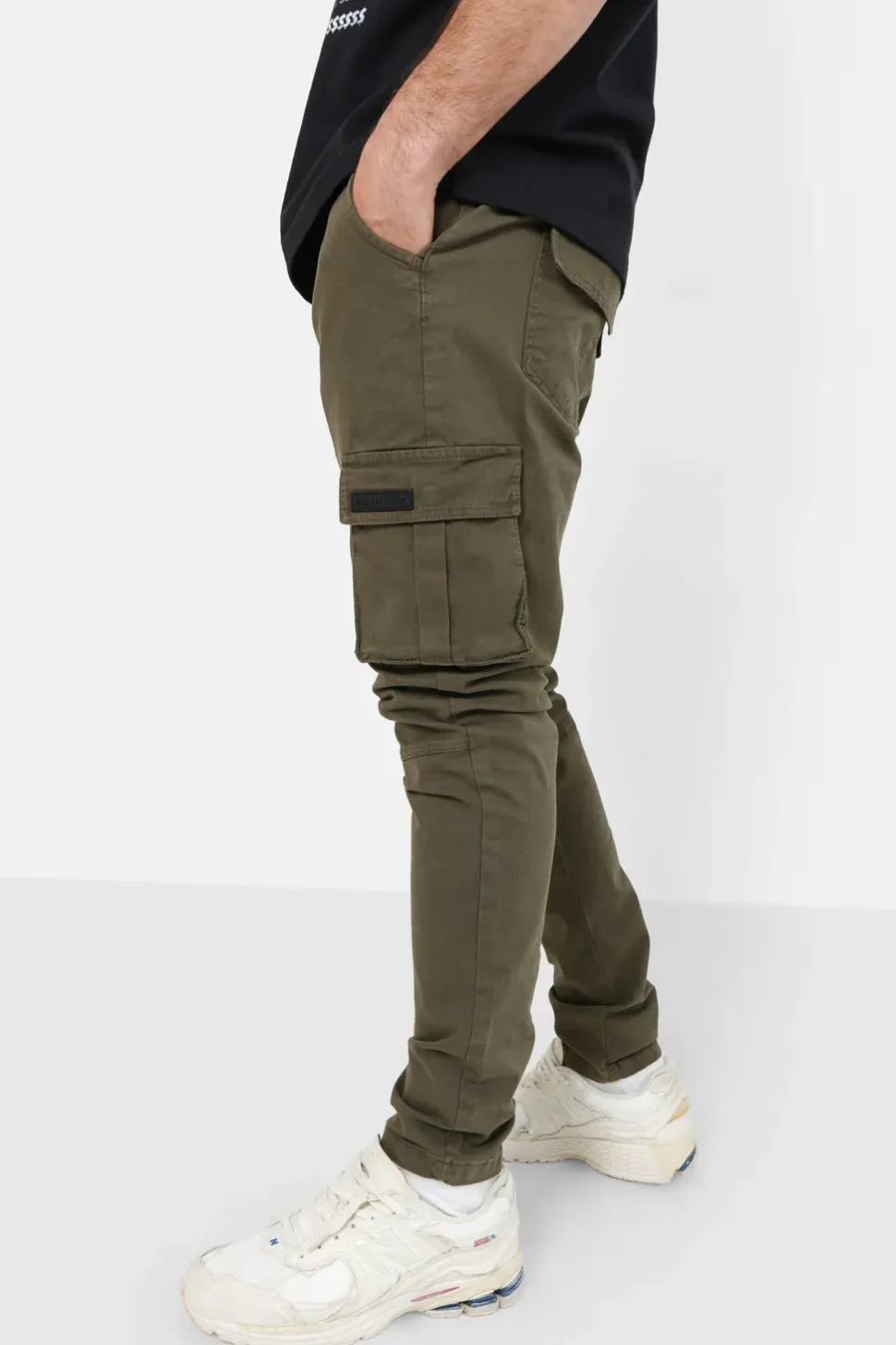 Pantalon Cargo Ajuste Epais Vert Kaki