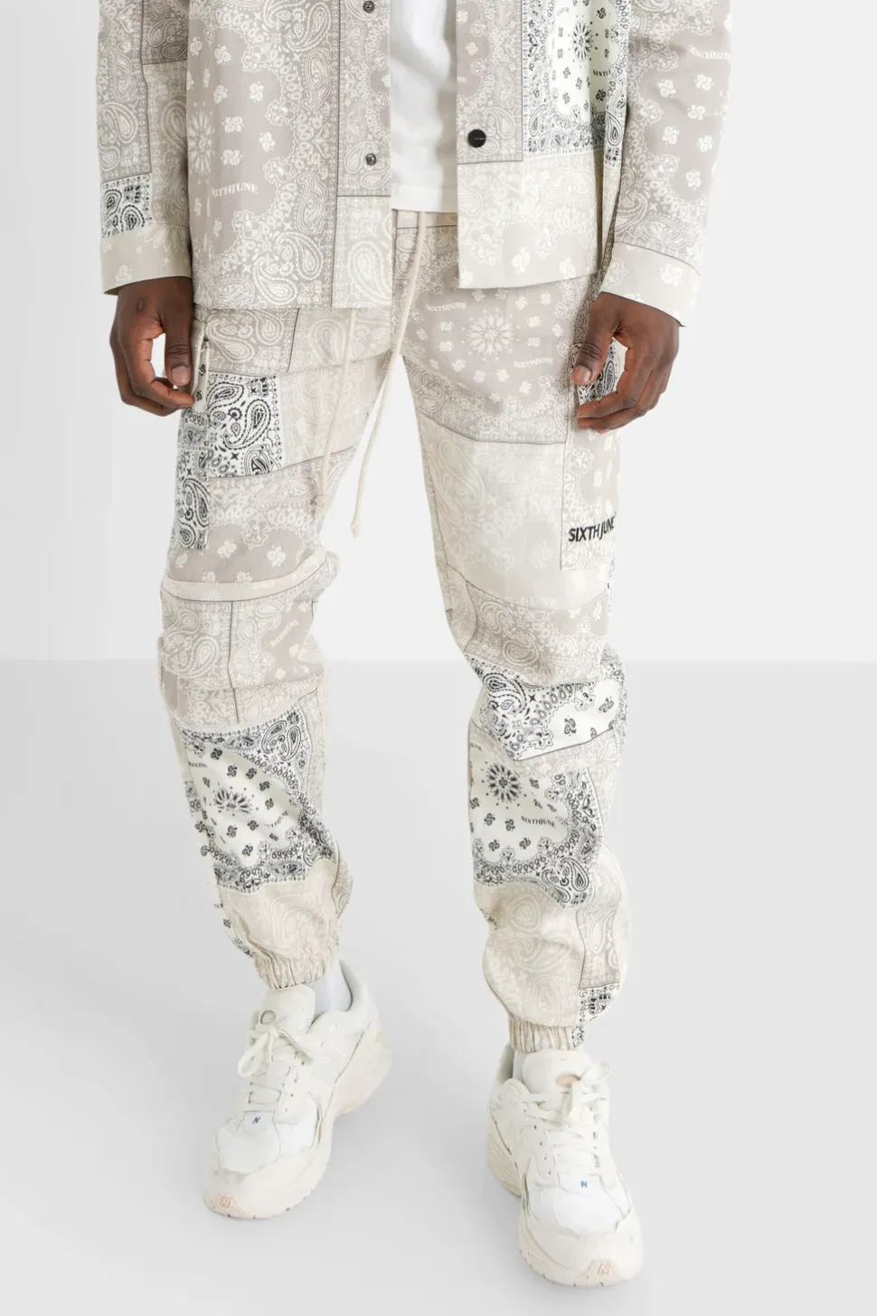 Pantalon Cargo Bandana Patchwork Beige