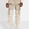 Pantalon Cargo Bicolore Beige
