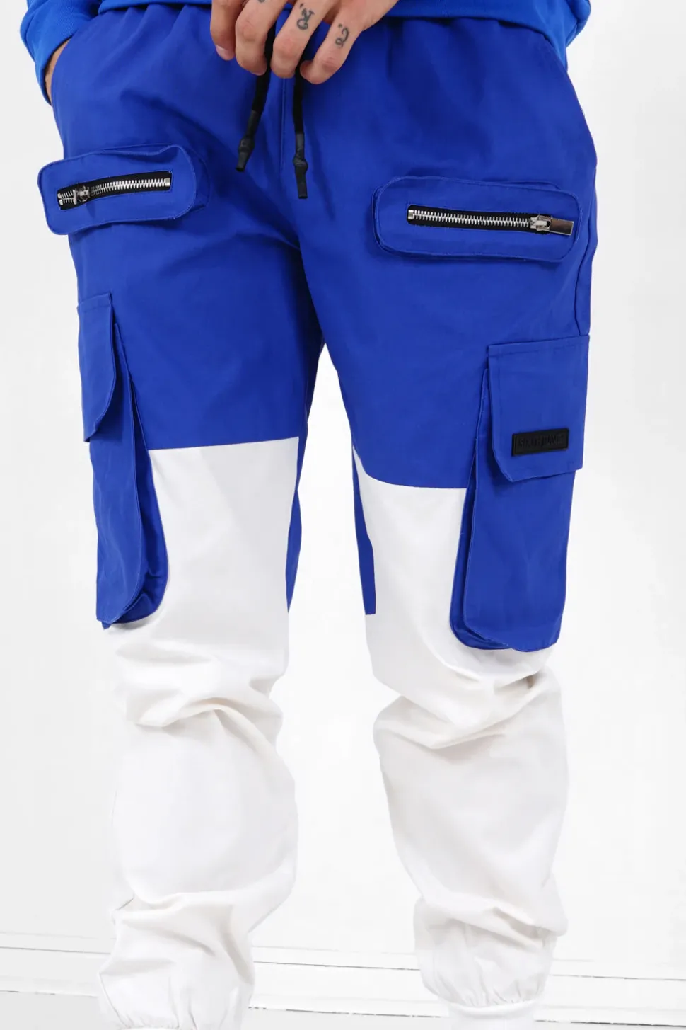 Pantalon Cargo Bicolore Bleu