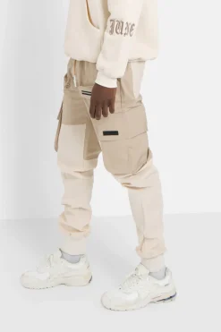 Pantalon Cargo Bicolore Beige