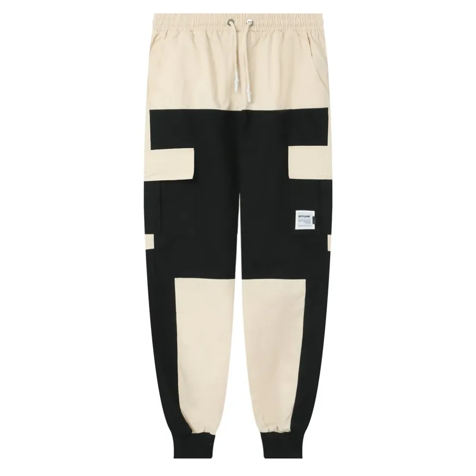 Pantalon Cargo Bicolore Beige
